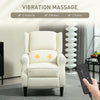 HOMCOM Massage Recliner Chair for Living Room, Push Back Recliner Sofa, Wingback Reclining Chair with Extendable Footrest, Remote Control, Side Pockets, Cream White