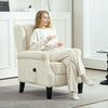 HOMCOM Massage Recliner Chair for Living Room, Push Back Recliner Sofa, Wingback Reclining Chair with Extendable Footrest, Remote Control, Side Pockets, Cream White