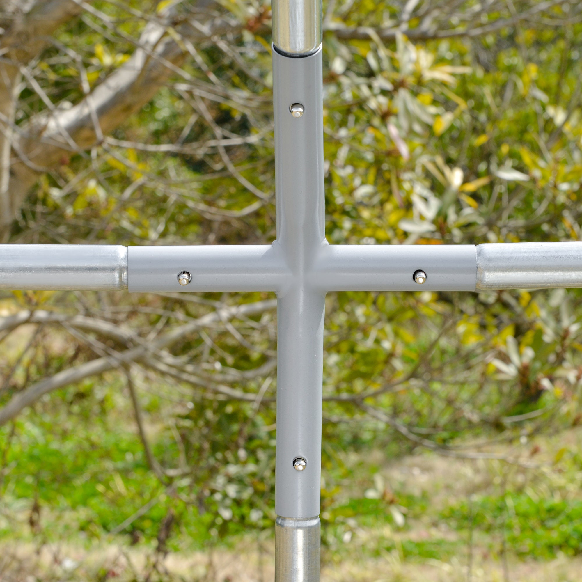 PawHut Galvanized Large Metal Chicken Coop Cage Walk-in Enclosure Poultry Hen Run House Playpen Rabbit Hutch with Cover for Outdoor Backyard 9.2' x 18.7' x 6.5' Silver