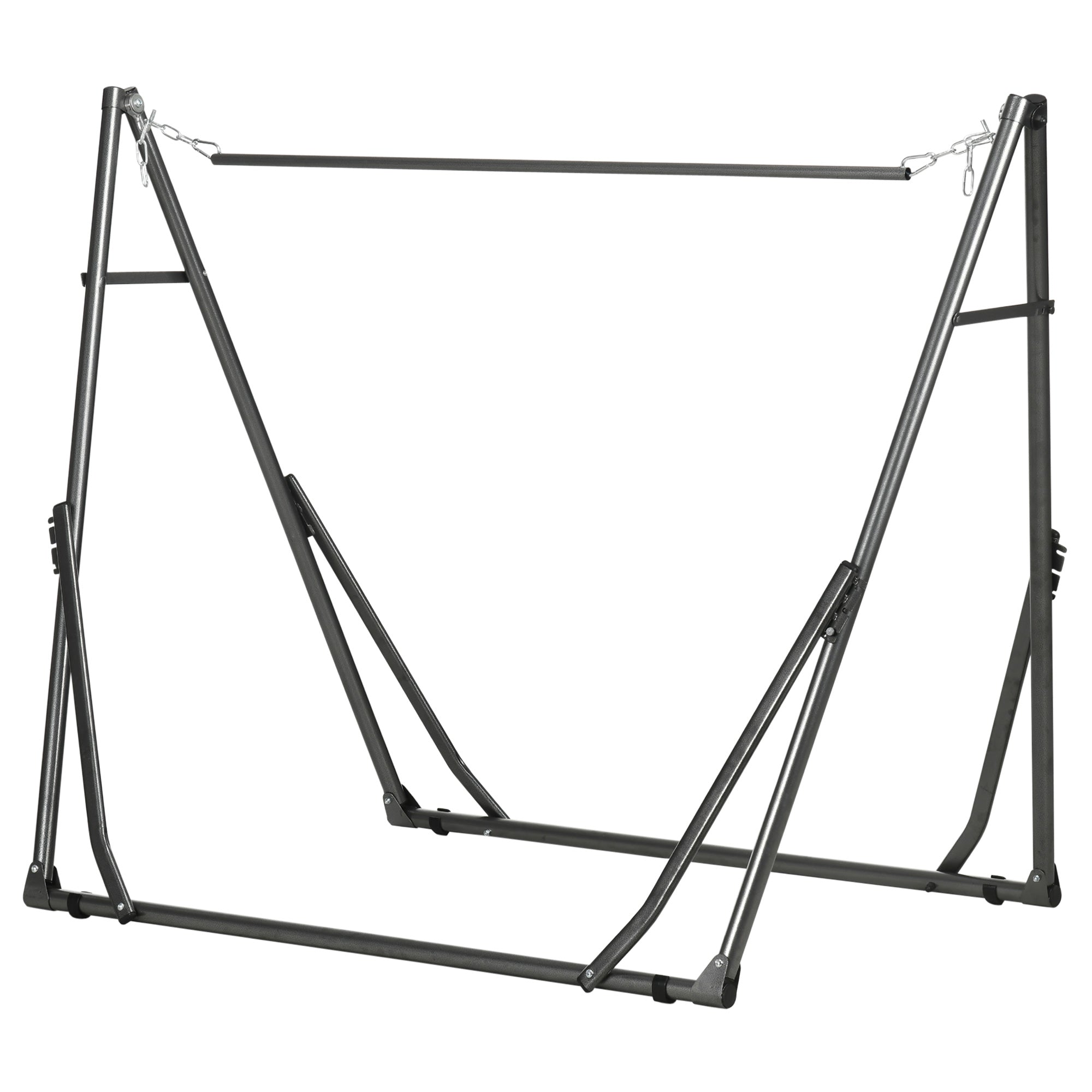 Outsunny Foldable Hammock Stand, Portable Hammock with Steel Frame, 2-in-1 Hammock Net Stand, Hanging Space, Load Capacity 264lb, for Patio, Garden, Yard, Black