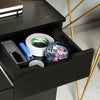 HOMCOM Vertical Filing Cabinet, 3 Drawer Mobile File Cabinet, Under Desk Office Storage Cabinet with Wheels, Black Wood Grain