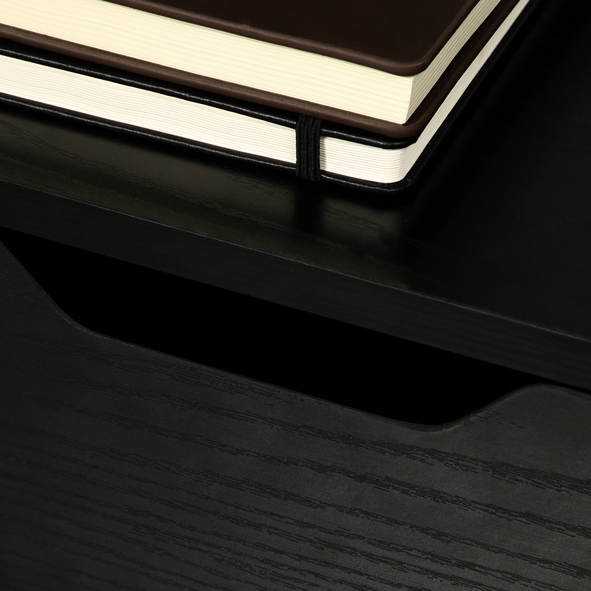 HOMCOM Vertical Filing Cabinet, 3 Drawer Mobile File Cabinet, Under Desk Office Storage Cabinet with Wheels, Black Wood Grain