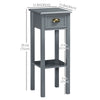 HOMCOM Bedside Table Set of 2, Narrow Side Table with Drawer and Shelf, 2 Tier Tall Nightstand for Bedroom, Grey