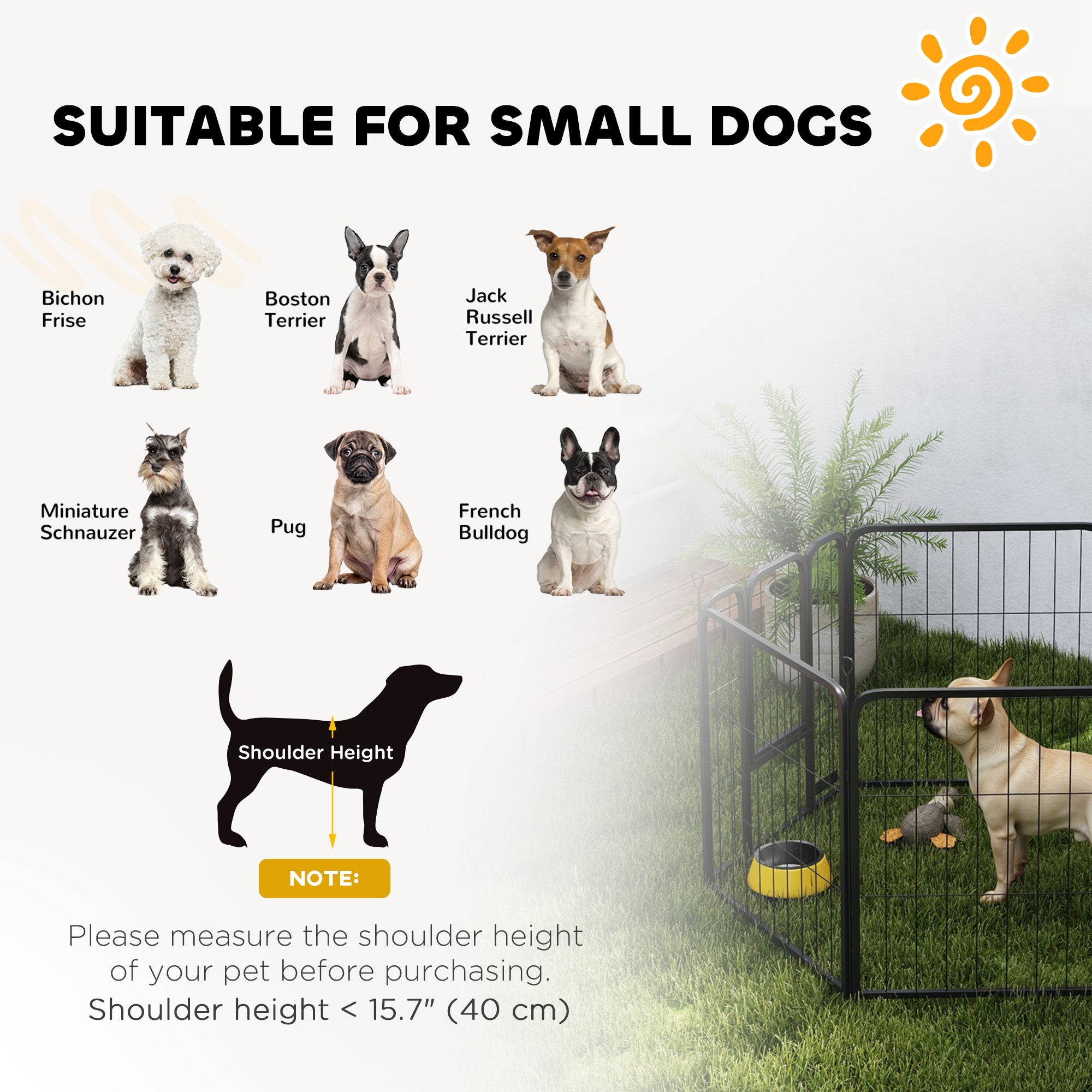 PawHut 6 Panels Dog Playpen, 24" Heavy Duty Dog Pen, Portable & Foldable Dog Fence with Door & Strap for Indoor Outdoor Backyard Garden, Puppy Pet Playpen for Small Dogs