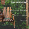 Outsunny 64" Double Wooden Garden Bench with Table, 2-Seater Adirondack Loveseat with Ice Bucket, High Backrest, Armrests, for Yard, Lawn, Porch, Patio, Rustic Brown
