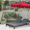 Outsunny Wicker Double Chaise Lounger Chair Outdoor Recliner 2 Person Rattan Patio Reclining Sunbed Furniture Cushioned w/Adjustable Backrest, Black, Grey