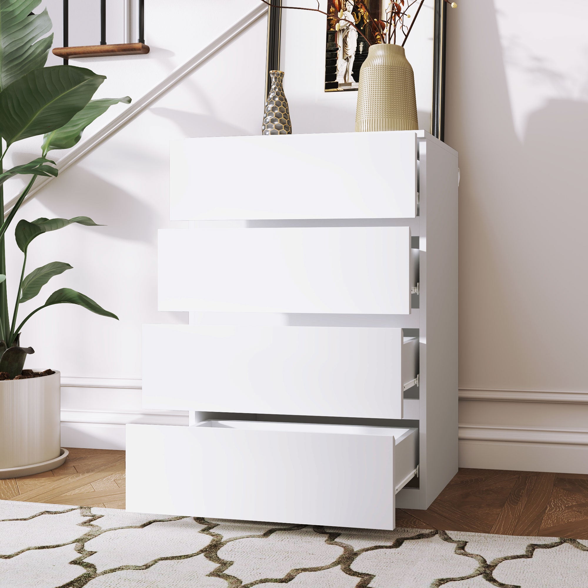 HOMCOM Chest of Drawer, 4 Drawers Storage Cabinet Freestanding Drawer Unit for Bedroom, White