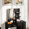 HOMCOM Vanity Table, Makeup Table with Mirror, Drawer and Storage Shelves for Bedroom (Distressed Black)