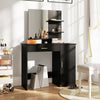 HOMCOM Vanity Table, Makeup Table with Mirror, Drawer and Storage Shelves for Bedroom (Distressed Black)