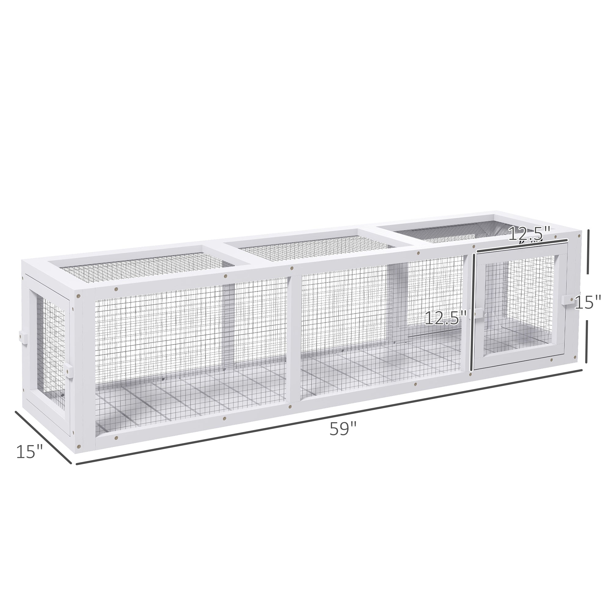 PawHut Outdoor Cat Tunnel with Extendable Design, 59" L Wooden Cat Run with Weather Protection, Connecting Inside and Outside, for Deck Patios, Balconies, White