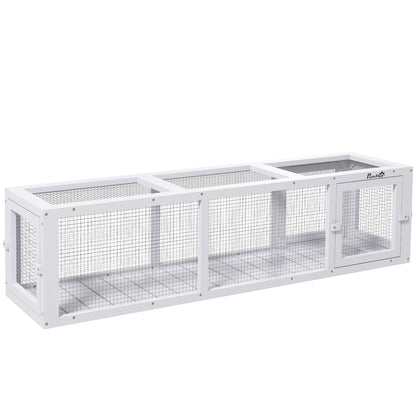 PawHut Outdoor Cat Tunnel with Extendable Design, 59" L Wooden Cat Run with Weather Protection, Connecting Inside and Outside, for Deck Patios, Balconies, White