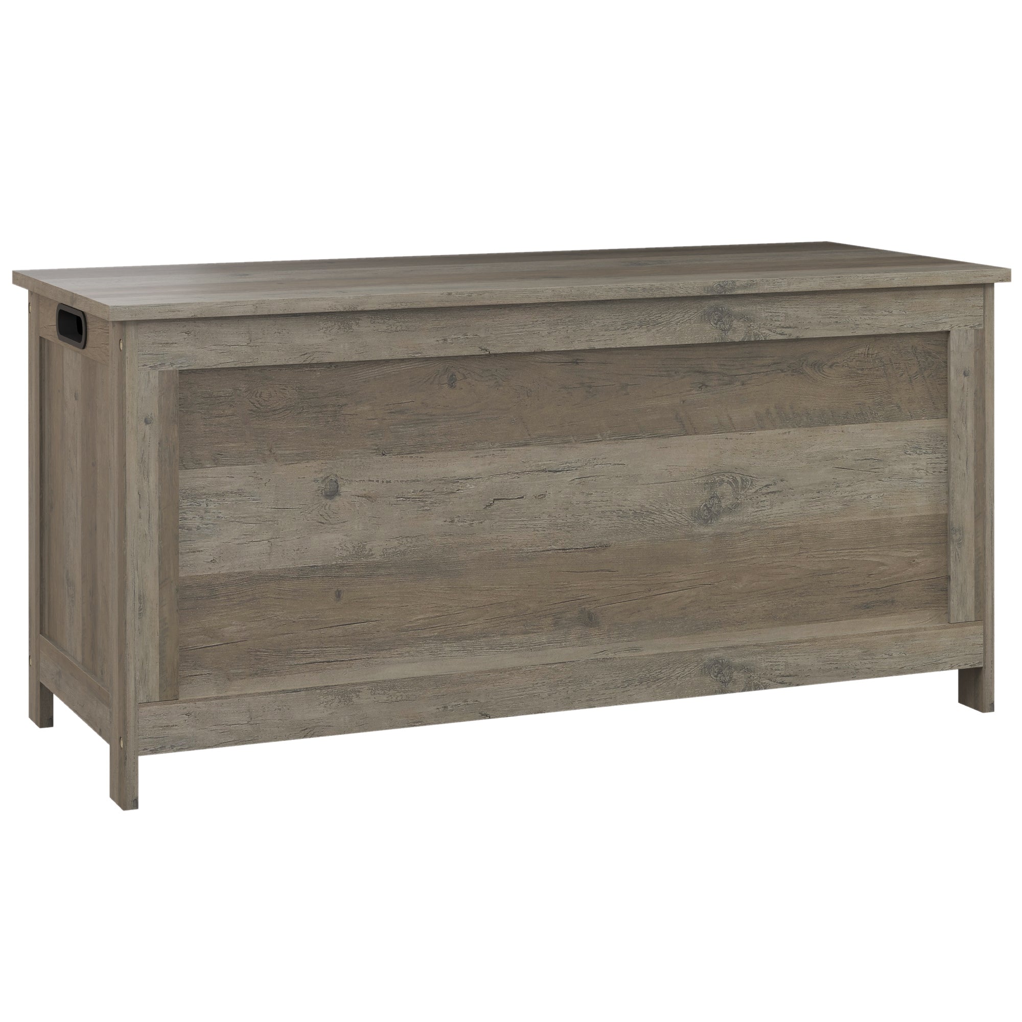 HOMCOM Storage Chest, Modern Storage Trunk with 2 Safety Hinges and Cut-out Handles, Storage Bench for Living Room, Shoe Bench for Entryway, 39.4" x 15.7" x 18.9", Distressed Grey