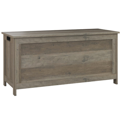 HOMCOM Storage Chest, Modern Storage Trunk with 2 Safety Hinges and Cut-out Handles, Storage Bench for Living Room, Shoe Bench for Entryway, 39.4" x 15.7" x 18.9", Distressed Grey