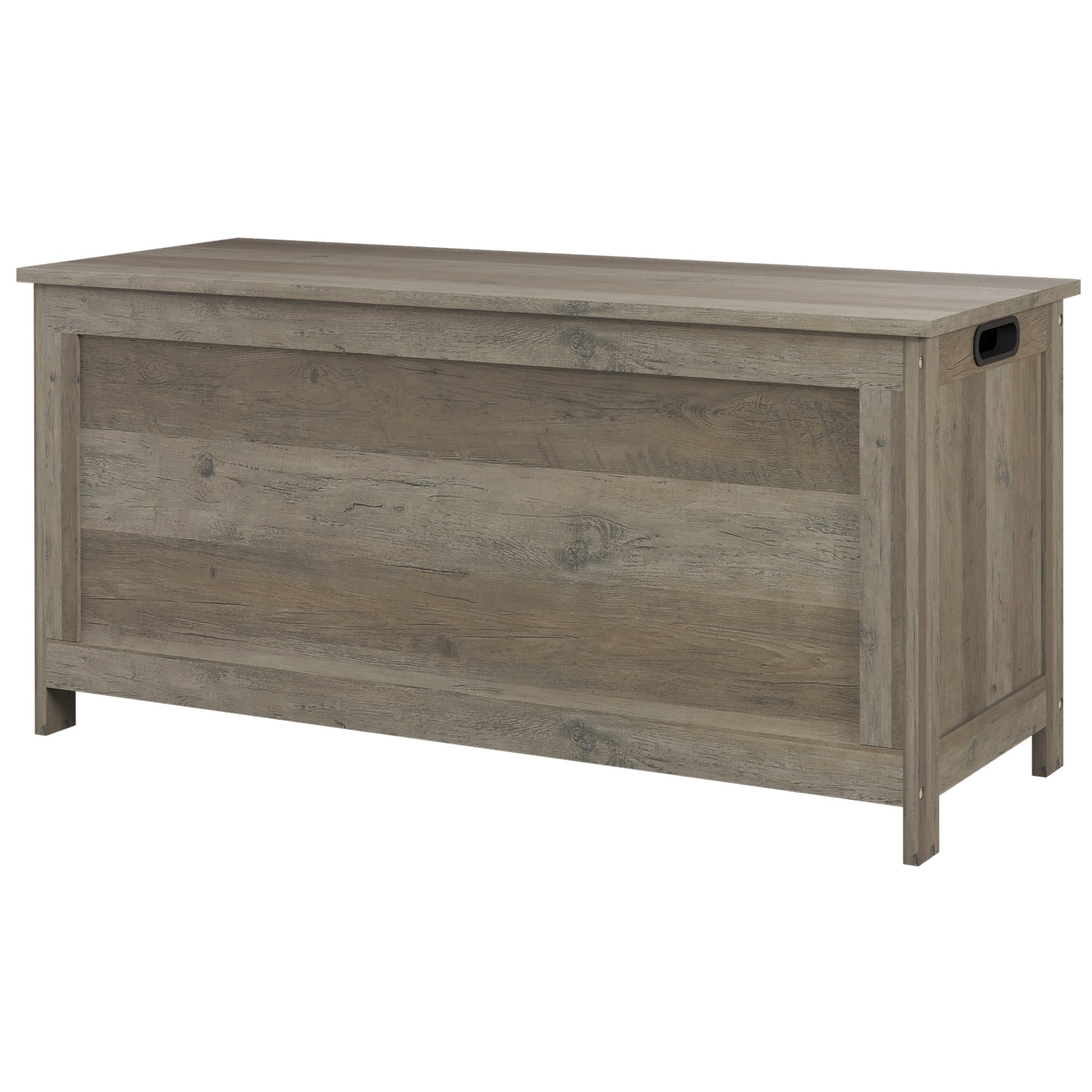 HOMCOM Storage Chest, Modern Storage Trunk with 2 Safety Hinges and Cut-out Handles, Storage Bench for Living Room, Shoe Bench for Entryway, 39.4" x 15.7" x 18.9", Distressed Grey