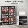 HOMCOM Double Media Storage Cabinet, 8-Tier DVD Shelf with 12 Adjustable Shelves, 16 Compartments, Holds 720 CDs, 396 DVDs or 396 Blu-rays, Black