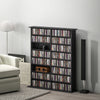 HOMCOM Double Media Storage Cabinet, 8-Tier DVD Shelf with 12 Adjustable Shelves, 16 Compartments, Holds 720 CDs, 396 DVDs or 396 Blu-rays, Black
