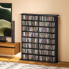 HOMCOM Double Media Storage Cabinet, 8-Tier DVD Shelf with 12 Adjustable Shelves, 16 Compartments, Holds 720 CDs, 396 DVDs or 396 Blu-rays, Black