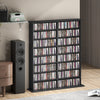 HOMCOM Double Media Storage Cabinet, 8-Tier DVD Shelf with 12 Adjustable Shelves, 16 Compartments, Holds 720 CDs, 396 DVDs or 396 Blu-rays, Black