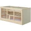 PawHut Wooden Hamster Cage, Mouse Mice Rat Cage Small Animal Cage, 3 Tier Exercise Play House with Slide, Tray, Natural Wood