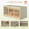 PawHut Wooden Hamster Cage, Mouse Mice Rat Cage Small Animal Cage, 3 Tier Exercise Play House with Slide, Tray, Natural Wood