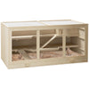PawHut Wooden Hamster Cage, Mouse Mice Rat Cage Small Animal Cage, 3 Tier Exercise Play House with Slide, Tray, Natural Wood