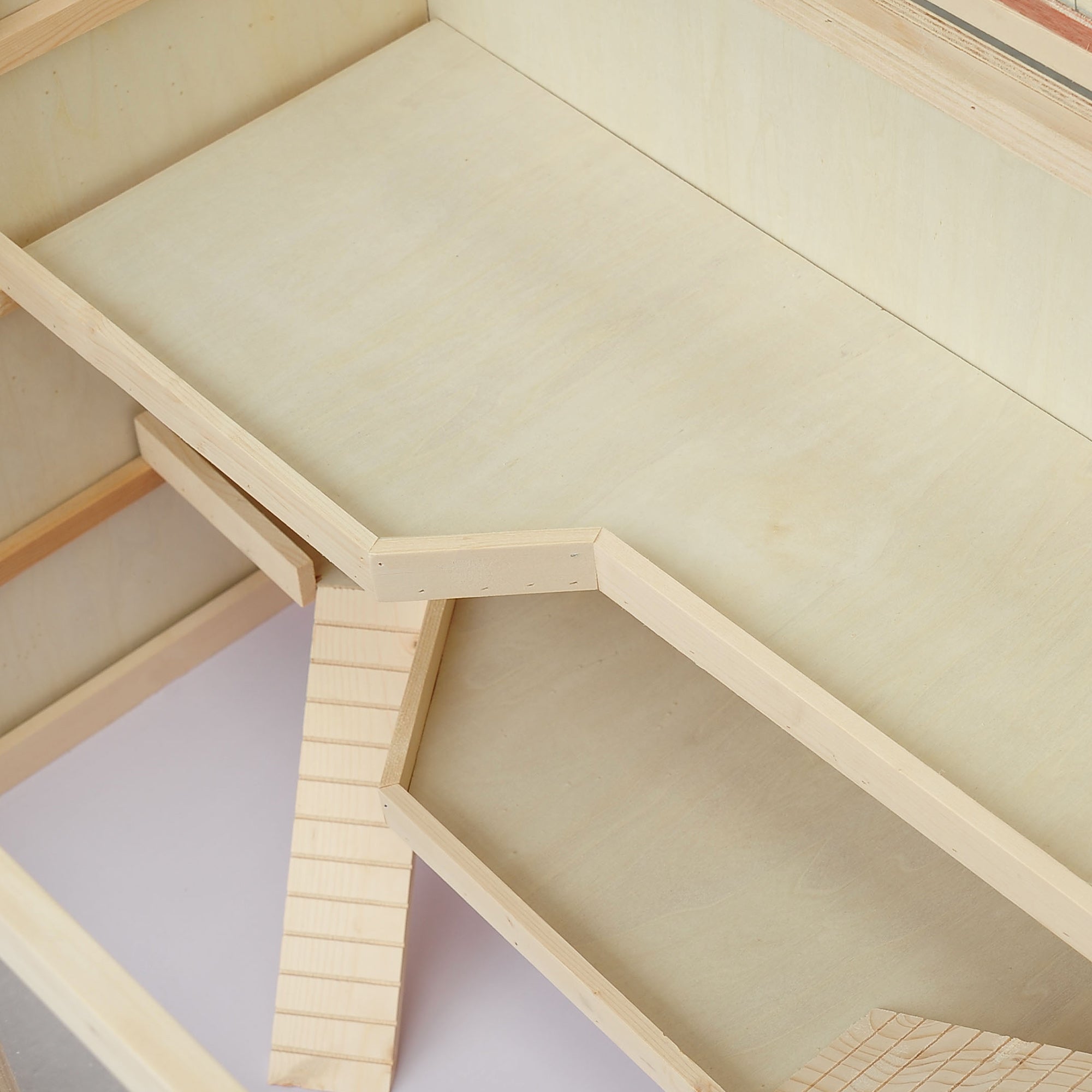 PawHut Wooden Hamster Cage, Mouse Mice Rat Cage Small Animal Cage, 3 Tier Exercise Play House with Slide, Tray, Natural Wood