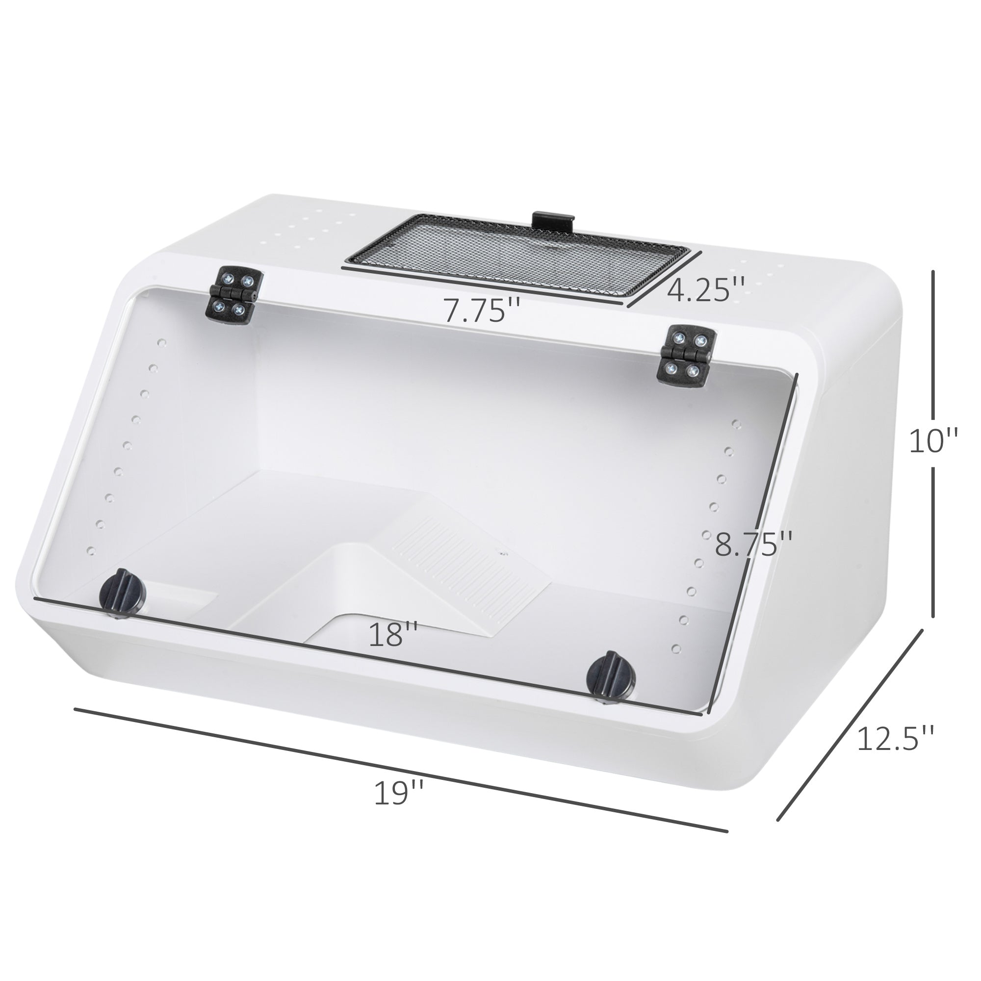 PawHut Small Turtle Tank with Basking Platform, Reptile Aquarium Cage with Feeding Trough, Box Turtle Habitat and Hermit Crab Habitat, Clear Sunlight Window, Indoor and Outdoor