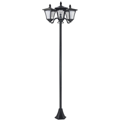 Outsunny Triple Solar Lamp Post Garden Solar-Powered LED Street Vintage Light Style Outdoor Light Waterproof with Base for Lawn Pathway Walkway 72"H