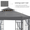 Outsunny 10'x10' Garden Gazebo Patio Canopy Portable Party Event Backyard w/ Mosquito Netting Grey
