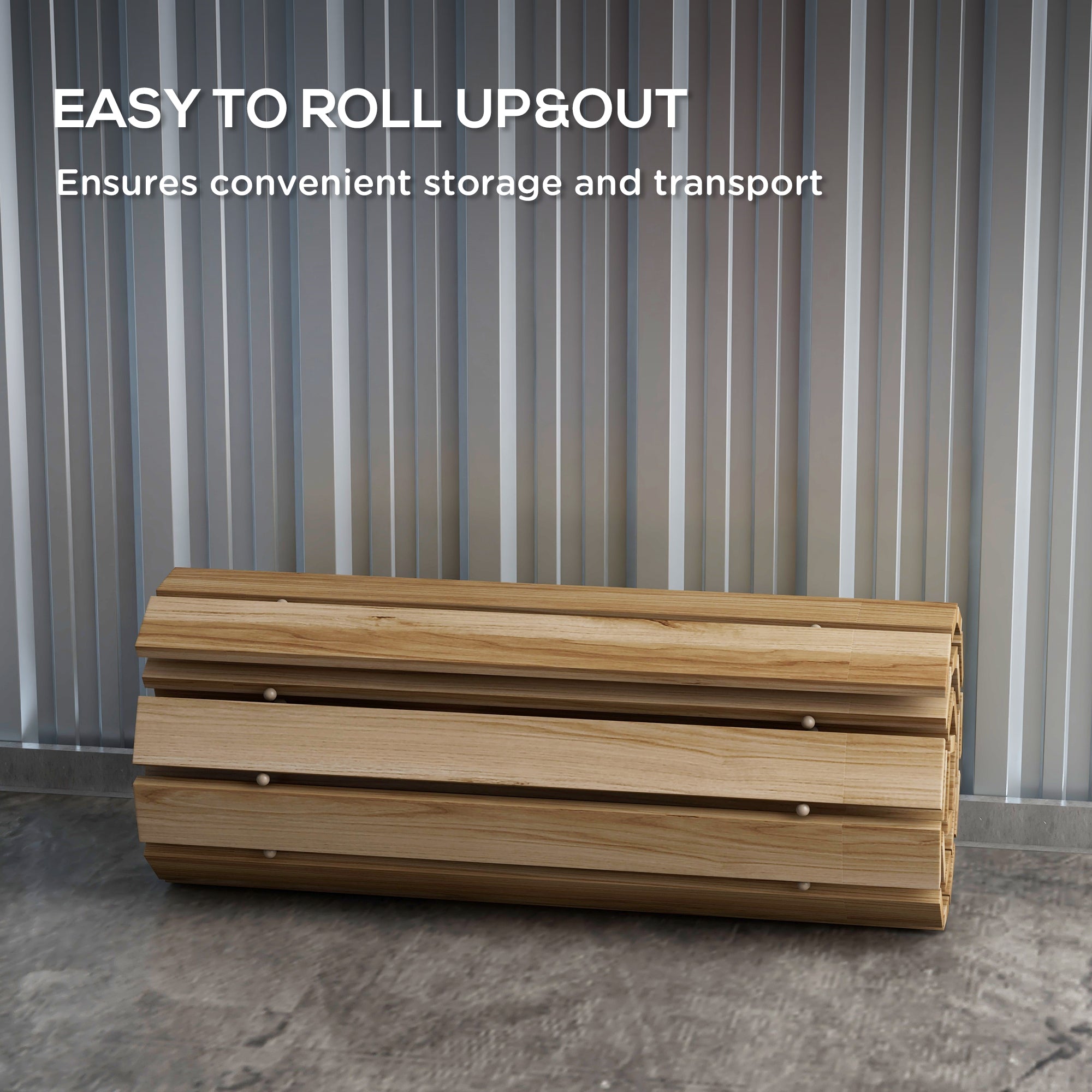 Outsunny 47" Wooden Garden Pathway, Outdoor Weather-Resistant Roll Out Straight Walkway, Decorative Boardwalk for Beach, Wedding, Party, Natural Wood Finish