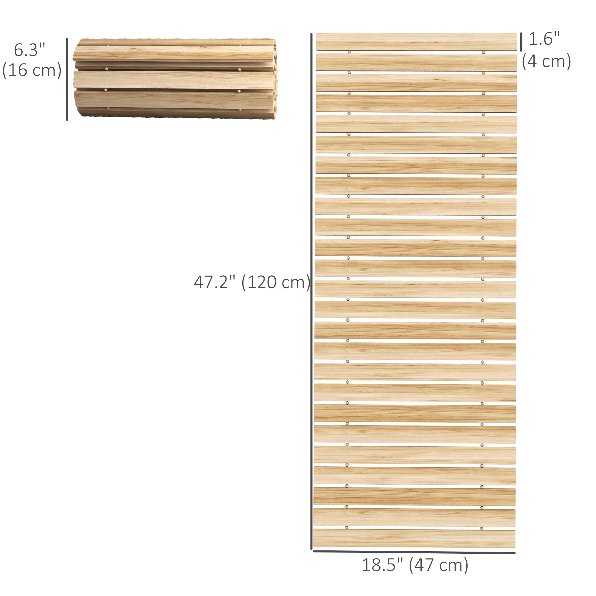 Outsunny 47" Wooden Garden Pathway, Outdoor Weather-Resistant Roll Out Straight Walkway, Decorative Boardwalk for Beach, Wedding, Party, Natural Wood Finish