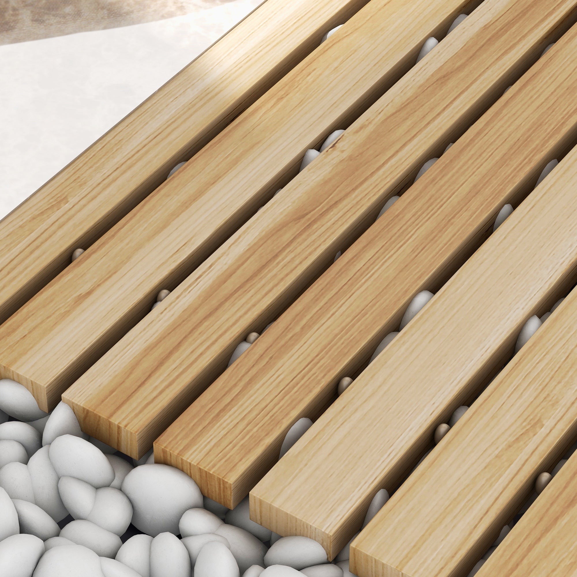 Outsunny 47" Wooden Garden Pathway, Outdoor Weather-Resistant Roll Out Straight Walkway, Decorative Boardwalk for Beach, Wedding, Party, Natural Wood Finish