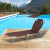 Outsunny Outdoor Lounge Chair, Adjustable Folding Chaise Lounge, Tanning Chair with Sun Shade for Beach, Camping, Hiking, Backyard, Brown