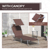 Outsunny Outdoor Lounge Chair, Adjustable Folding Chaise Lounge, Tanning Chair with Sun Shade for Beach, Camping, Hiking, Backyard, Brown