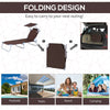 Outsunny Outdoor Lounge Chair, Adjustable Folding Chaise Lounge, Tanning Chair with Sun Shade for Beach, Camping, Hiking, Backyard, Brown