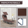 Outsunny Outdoor Lounge Chair, Adjustable Folding Chaise Lounge, Tanning Chair with Sun Shade for Beach, Camping, Hiking, Backyard, Brown