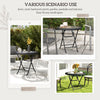 Outsunny 26.8" Dia. (68 Dia. cm) Folding Round Tempered Glass Metal Table with Brown Rattan Edging, Black
