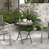 Outsunny 26.8" Dia. (68 Dia. cm) Folding Round Tempered Glass Metal Table with Brown Rattan Edging, Black