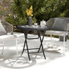 Outsunny 26.8" Dia. (68 Dia. cm) Folding Round Tempered Glass Metal Table with Brown Rattan Edging, Black