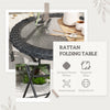 Outsunny 26.8" Dia. (68 Dia. cm) Folding Round Tempered Glass Metal Table with Brown Rattan Edging, Black