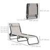 Outsunny 2 Pieces Folding Lounge Chairs, 4-Level Adjustable Chaise Lounges with Headrest, Tanning Chair Beach Beds, Reclining Lounger Cot for Camping, Hiking, Backyard, Cream White