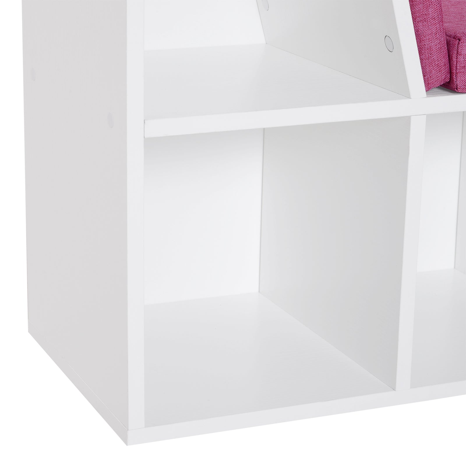 HOMCOM 6-Cubby Bookcase with Seat Cushion, Cube Storage Shelf Bookshelf with Reading Nook for Home Office, Study, Pink