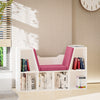 HOMCOM 6-Cubby Bookcase with Seat Cushion, Cube Storage Shelf Bookshelf with Reading Nook for Home Office, Study, Pink