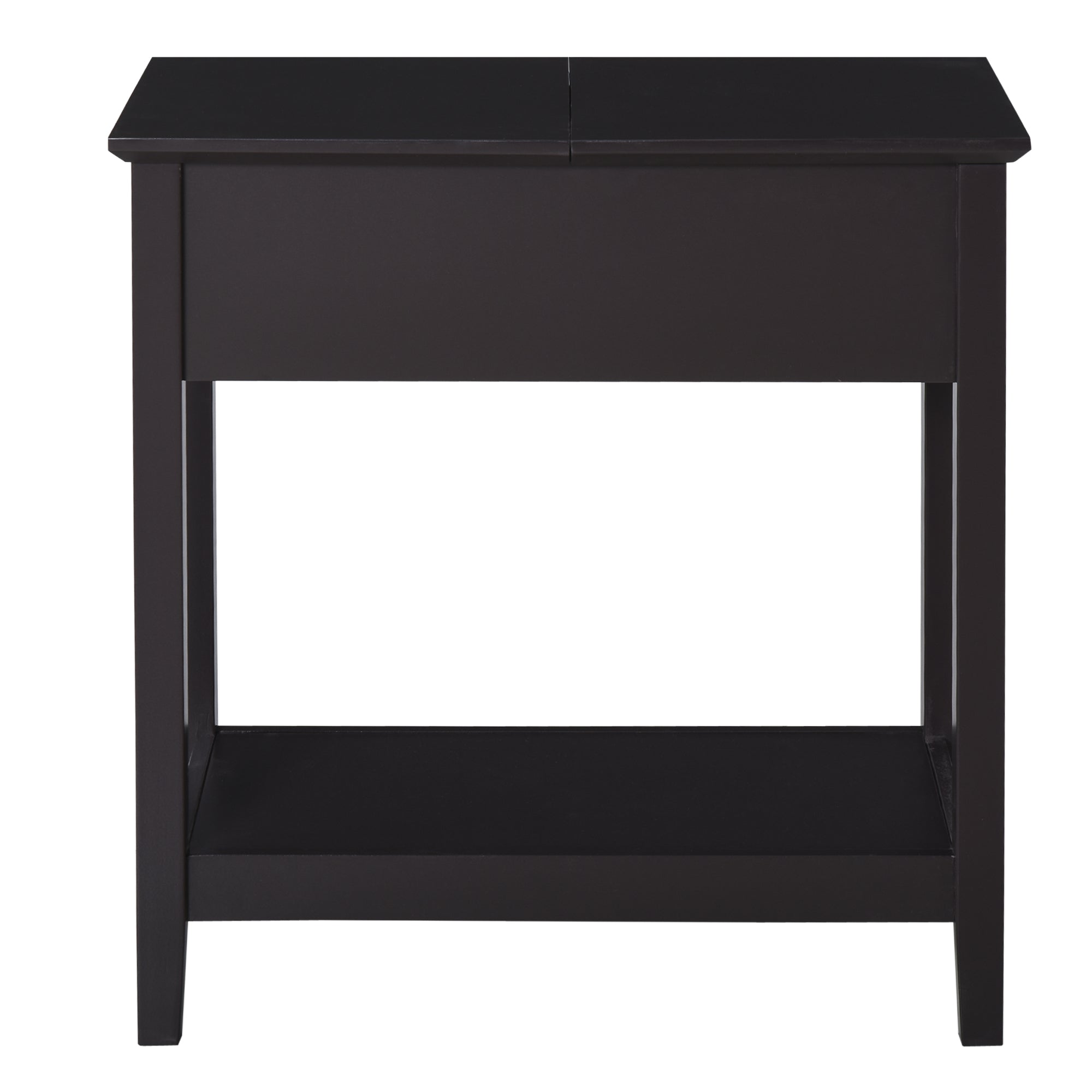 HOMCOM Flip Top End Table, Side Table with Storage Shelf, Narrow Nightstand for Small Spaces in Living Room, Bedroom, 22.2" x 11.1" x 23.6", Dark Coffee