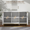 HOMCOM 47" Sideboard Buffet Cabinet with Storage, Contemporary Buffet Cabinet with Adjustable Shelves and Metal Legs, Kitchen Storage Cabinet with Elevated Base, White