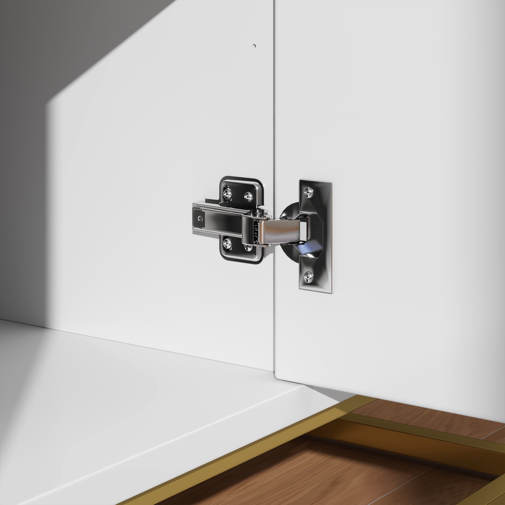 HOMCOM 47" Sideboard Buffet Cabinet with Storage, Contemporary Buffet Cabinet with Adjustable Shelves and Metal Legs, Kitchen Storage Cabinet with Elevated Base, White