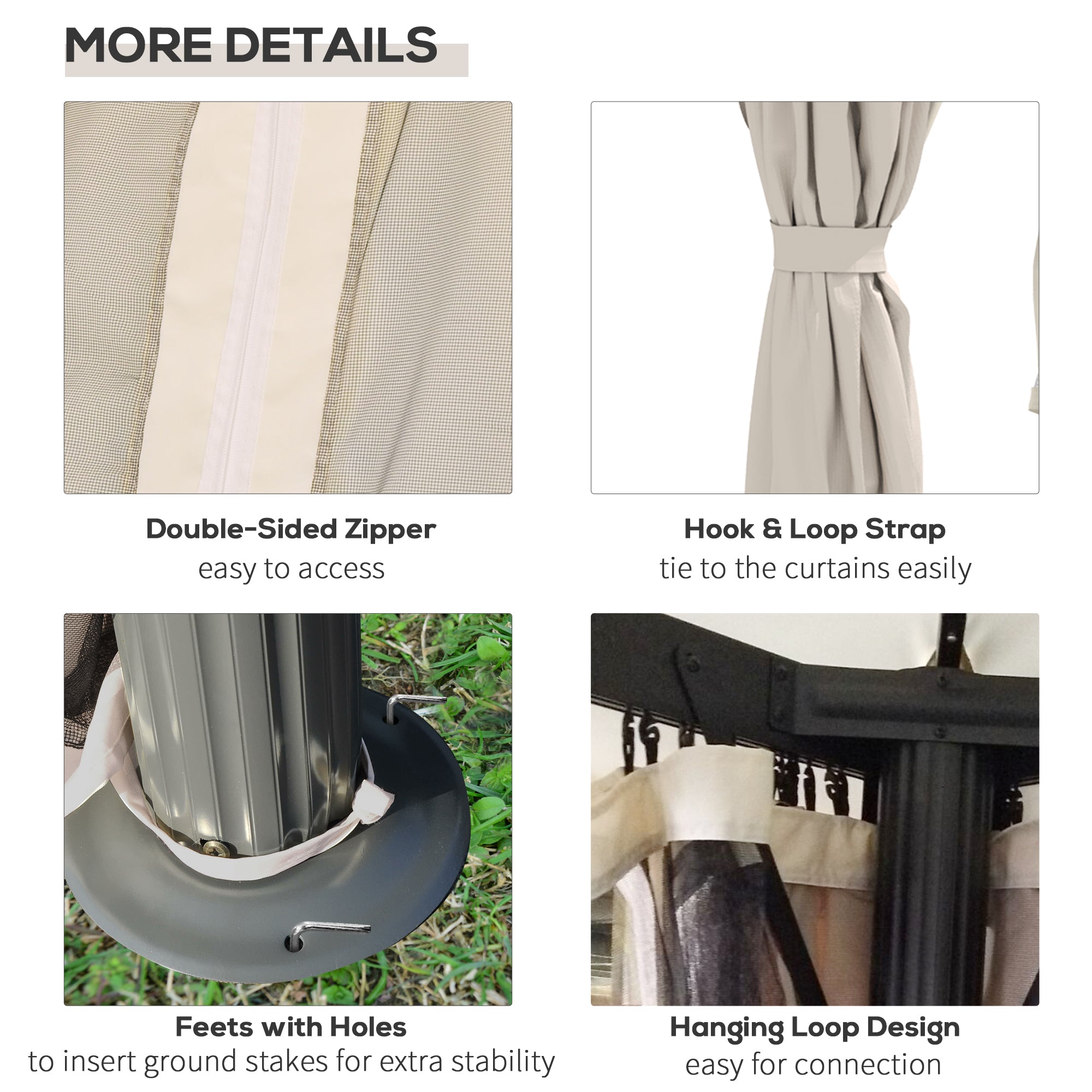 Outsunny 10' x 10' Outdoor Patio Gazebo Double Soft-top Garden Shelter Tent with Beautiful Polyester Curtains, & Mesh Screen Drapes, Cream White