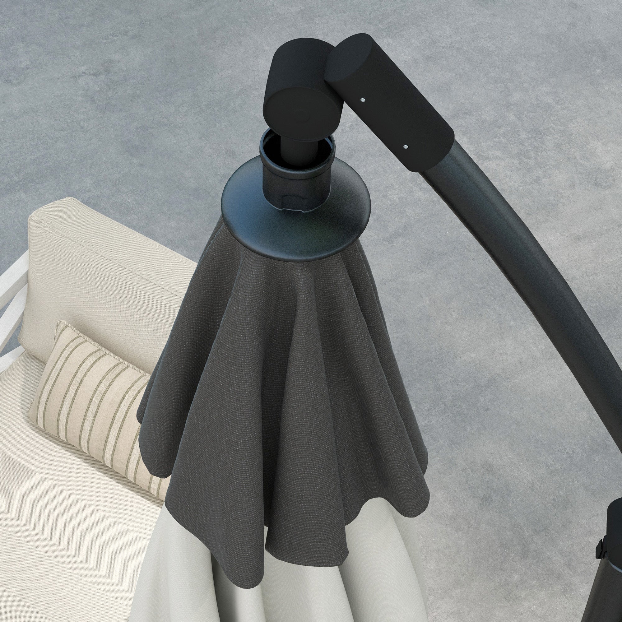 Outsunny 10FT Cantilever Patio Umbrella, Round Hanging Offset Umbrella with Crank, Tilt, Cross Base, 8 Ribs and Air Vent, Outdoor Market Umbrella for Garden, Backyard, Grey