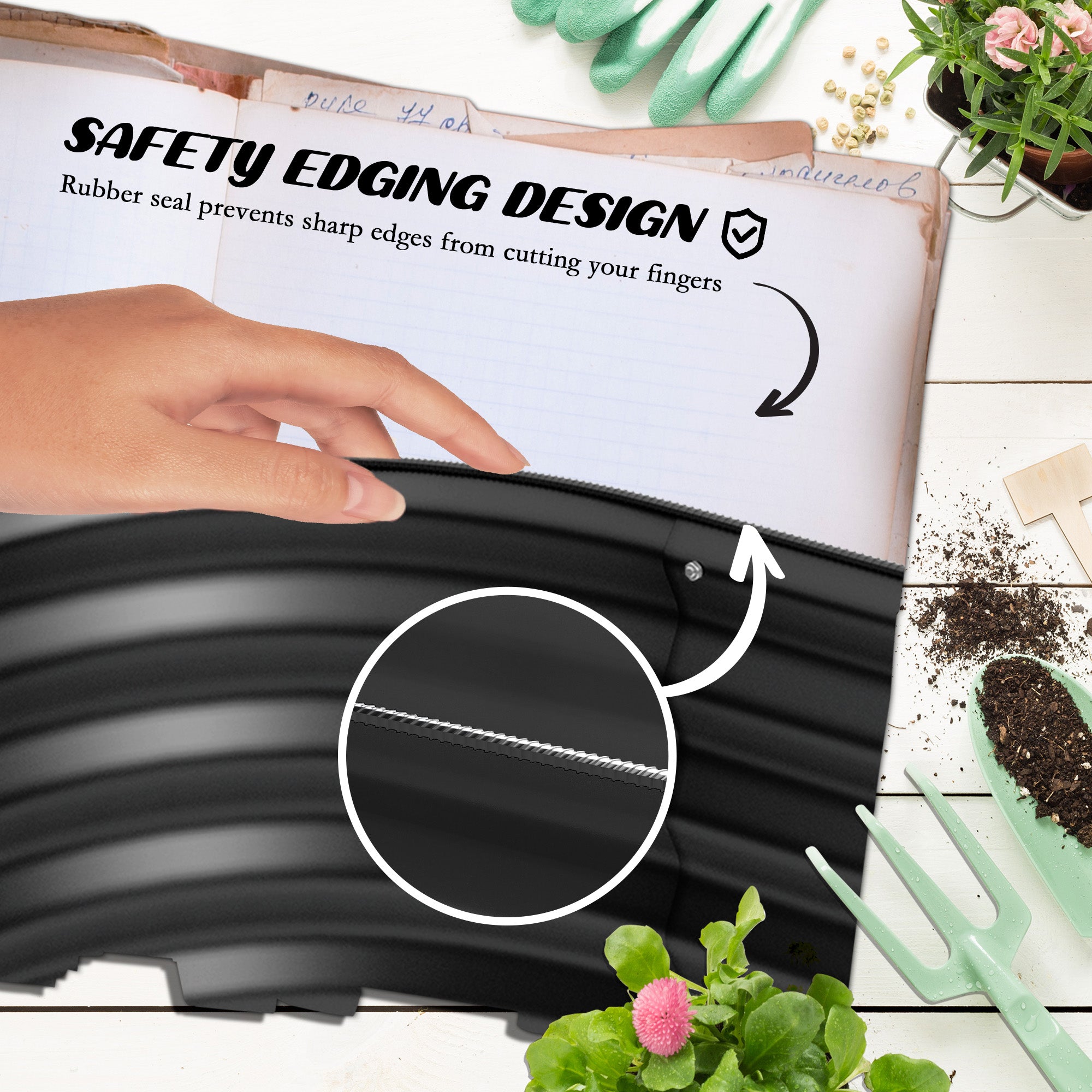 Outsunny 4.9' x 2' x 1' Galvanized Raised Garden Bed Kit, Metal Elevated Planter Box with Safety Edging, Easy DIY for Growing Flowers, Herbs, Succulents, Dark Grey