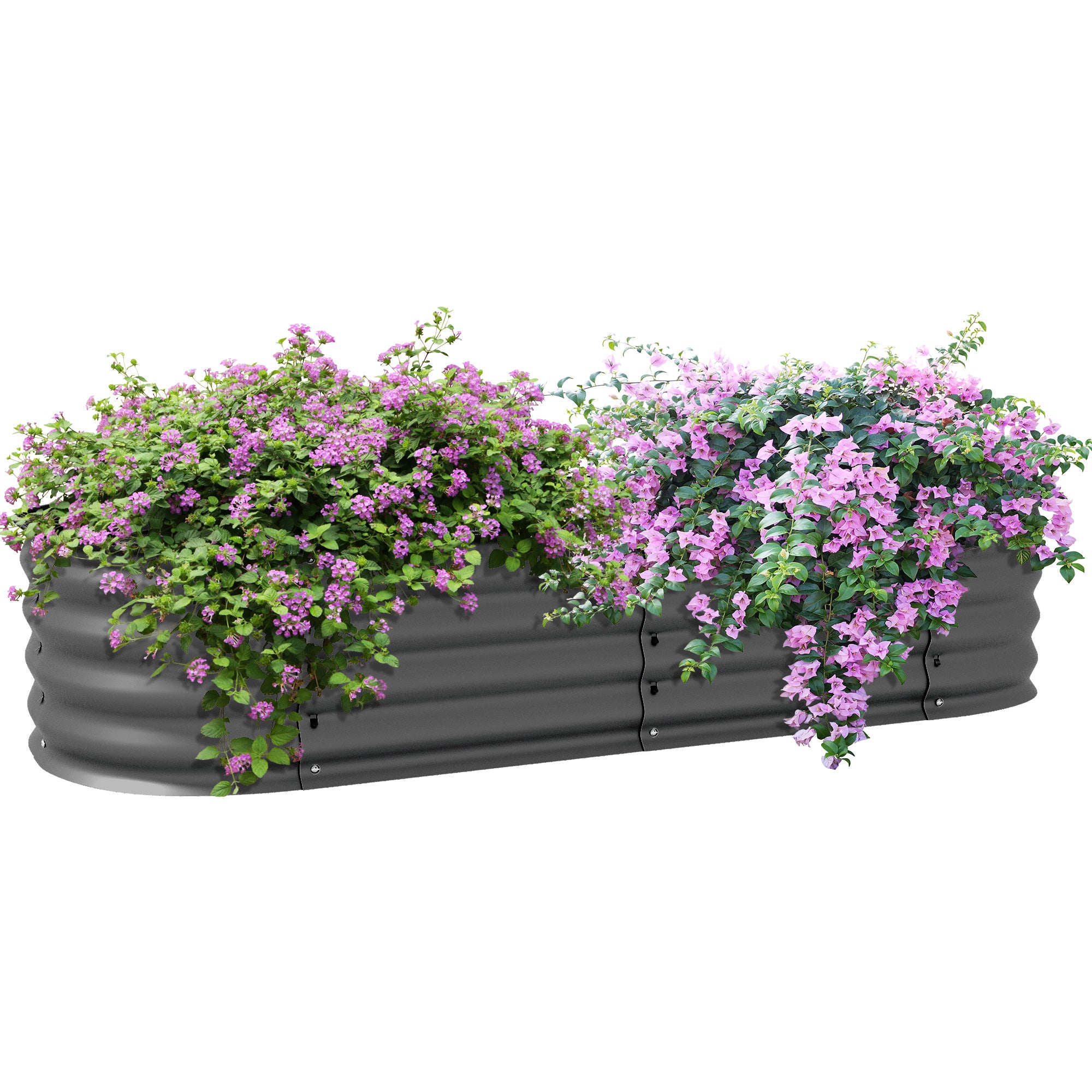 Outsunny 4.9' x 2' x 1' Galvanized Raised Garden Bed Kit, Metal Elevated Planter Box with Safety Edging, Easy DIY for Growing Flowers, Herbs, Succulents, Dark Grey